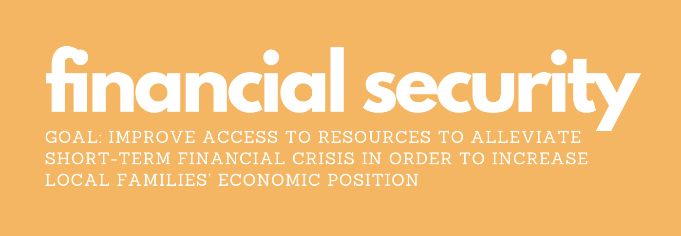 Financial Security; Goal: Improve access to resources to alleviate short-term financial crisis in order to increase local families’ economic position.